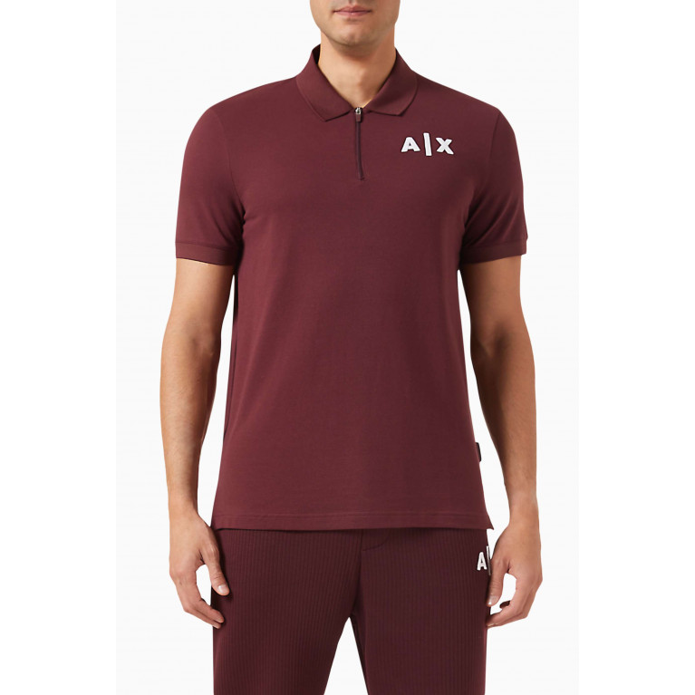 Armani Exchange - AX Logo Polo Shirt in Cotton-piqué Burgundy