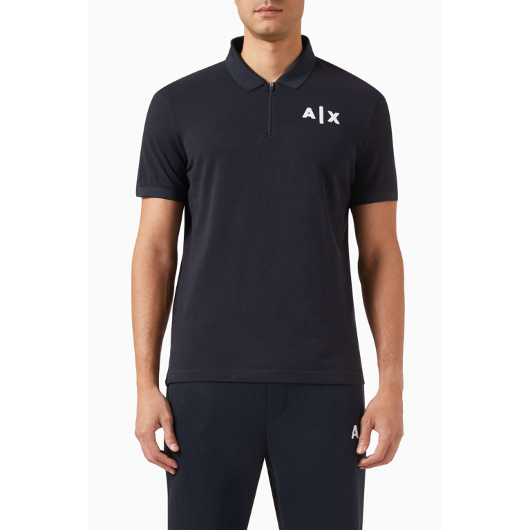 Armani Exchange - AX Logo Polo Shirt in Cotton-piqué Blue