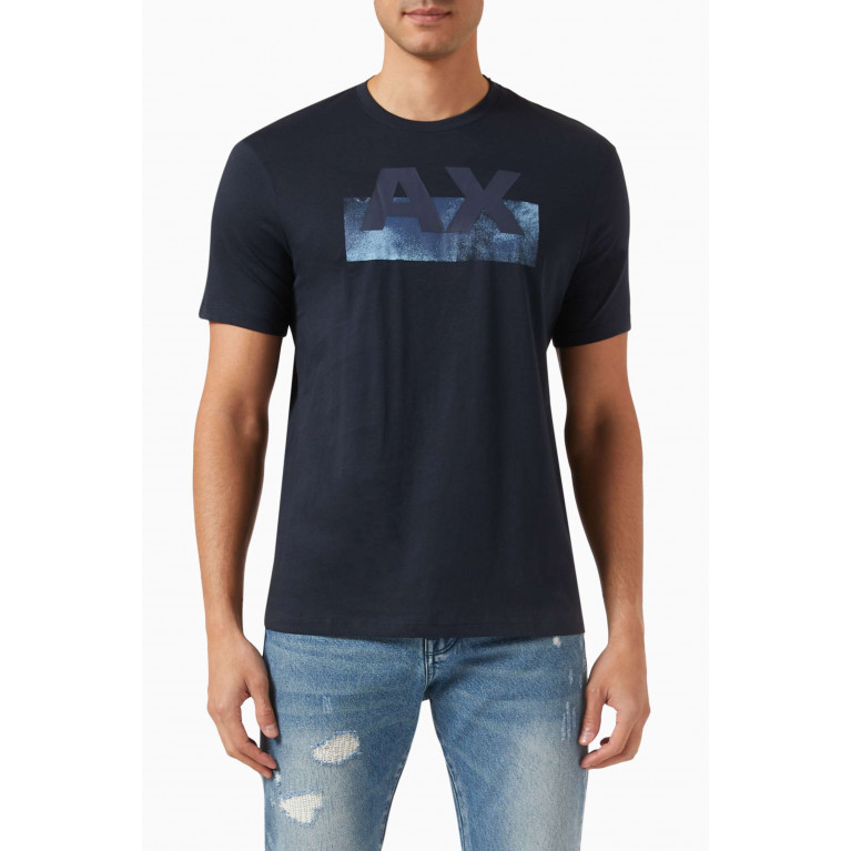 Armani Exchange - AX Logo T-shirt in Cotton-jersey Blue