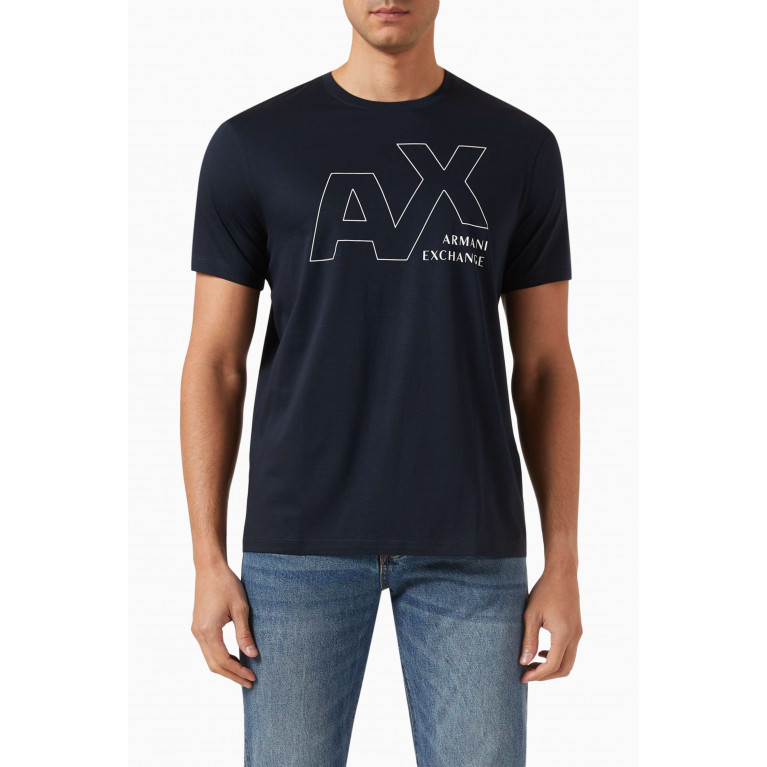 Armani Exchange - AX Logo T-shirt in Cotton-jersey Blue