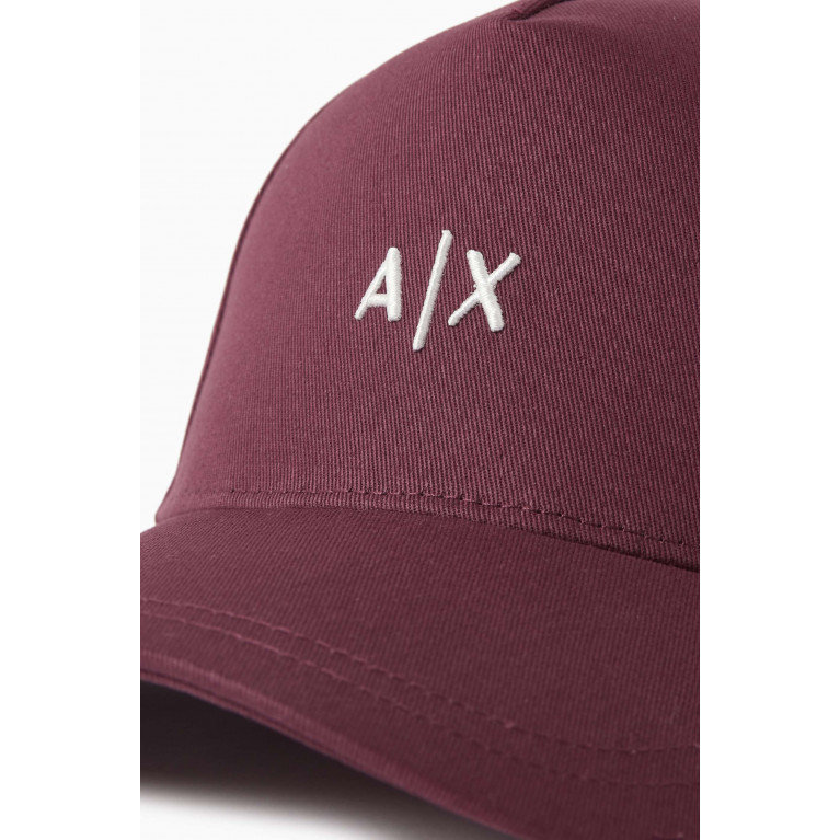 Armani Exchange - AX Logo-embroidered Baseball Cap in Cotton Burgundy