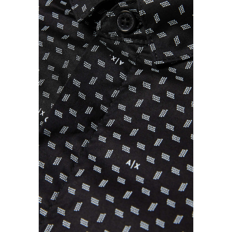 Armani Exchange - All-over Print Shirt in Stretch Cotton-poplin Black