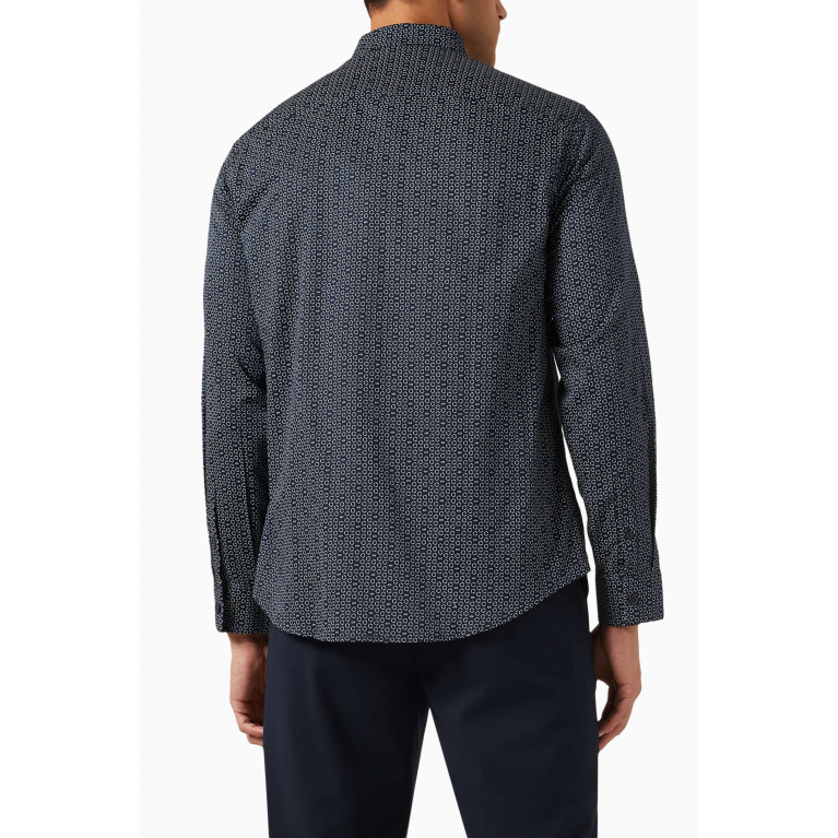 Armani Exchange - All-over Logo-print Shirt in Cotton Blue