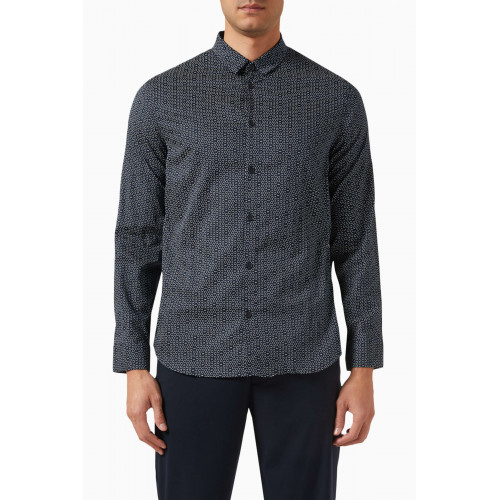 Armani Exchange - All-over Logo-print Shirt in Cotton Blue