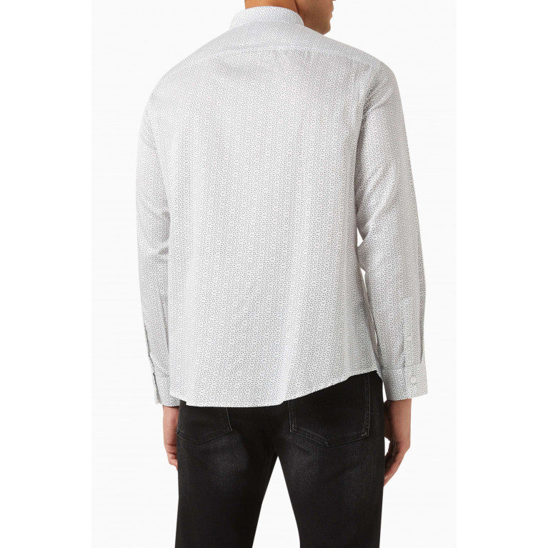 Armani Exchange - All-over Logo-print Shirt in Cotton White