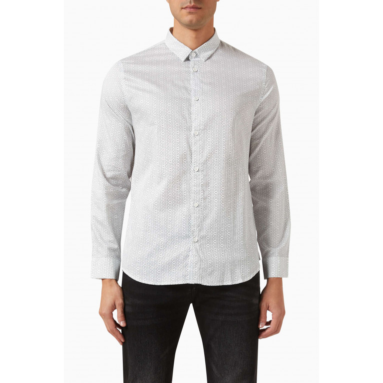 Armani Exchange - All-over Logo-print Shirt in Cotton White