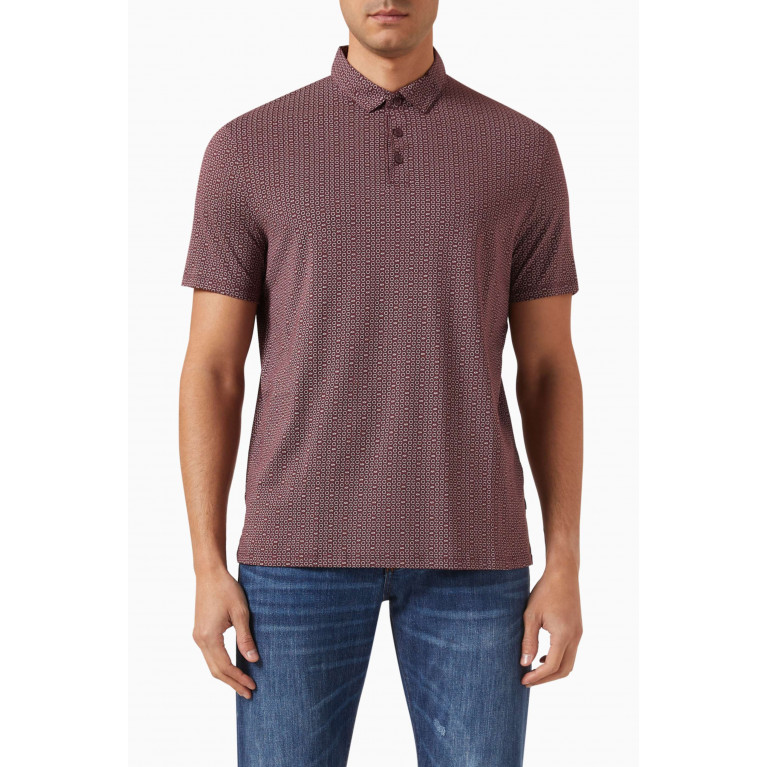 Armani Exchange - All-over Logo-print Polo Shirt in Cotton Burgundy