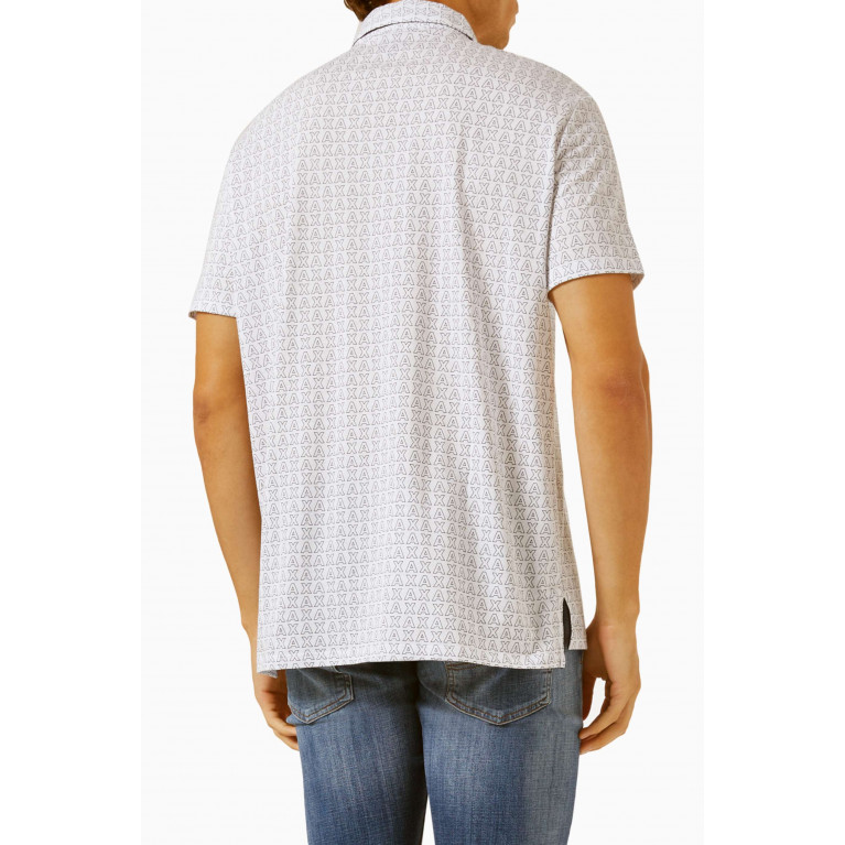 Armani Exchange - All-over Logo-print Polo Shirt in Cotton White