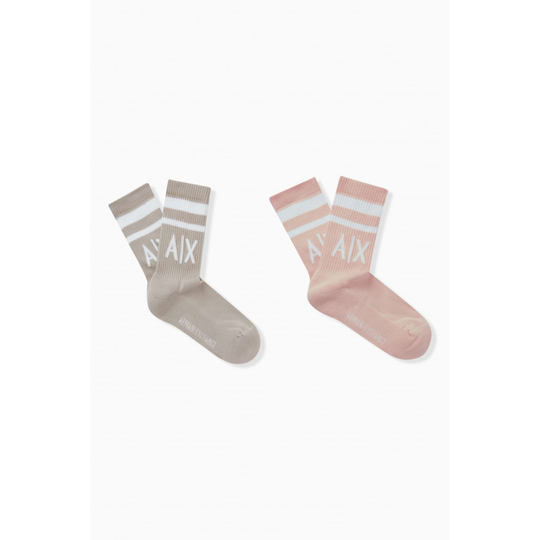 Armani Exchange - Logo Socks in Knit, Set of 2
