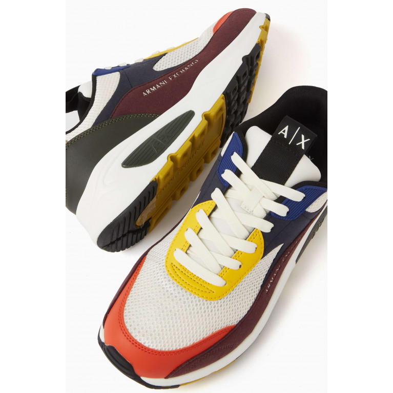 Armani Exchange - Bronx Logo Sneakers in Mixed Materials Multicolour