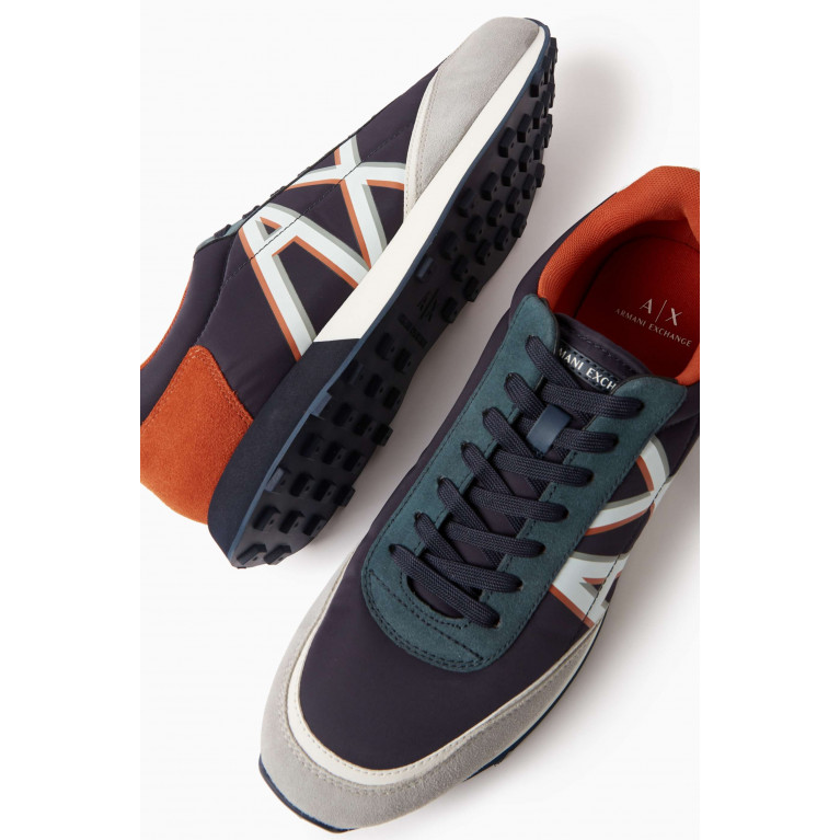 Armani Exchange - Serg AX Bold Logo Sneakers in Faux Leather & Suede