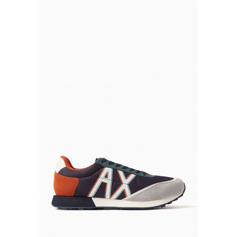 Armani Exchange - Serg AX Bold Logo Sneakers in Faux Leather & Suede