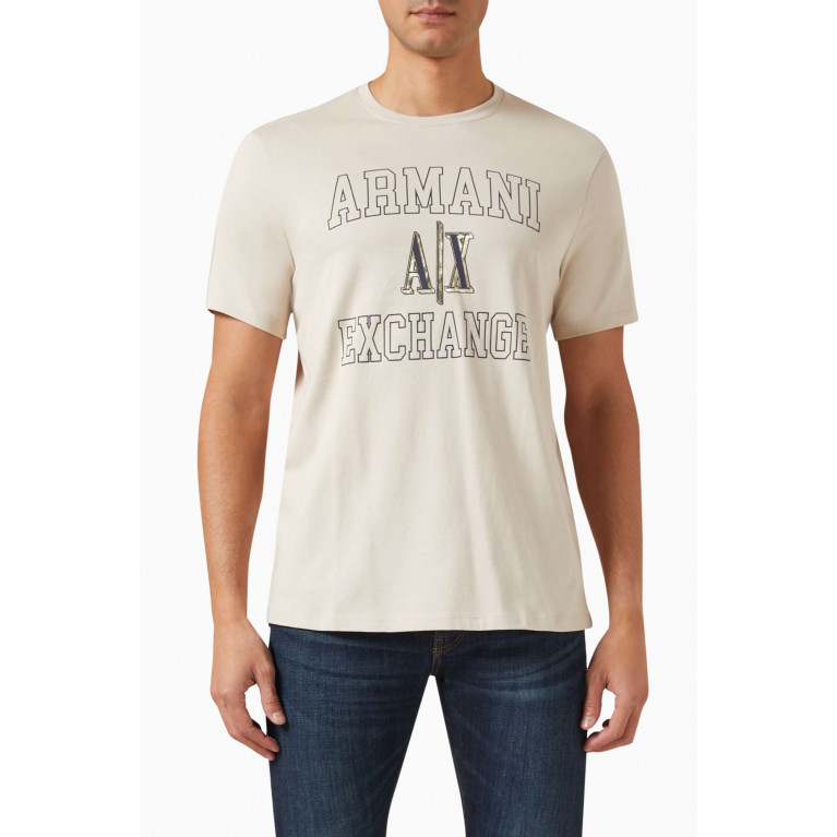 Armani Exchange - AX Campus Logo T-shirt in Cotton-jersey Silver