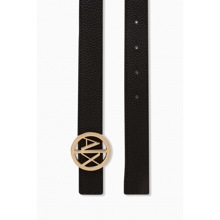 Armani Exchange - Round AX Logo Reversible Belt in Faux Leather