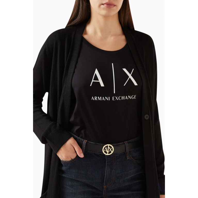 Armani Exchange - Round AX Logo Reversible Belt in Faux Leather