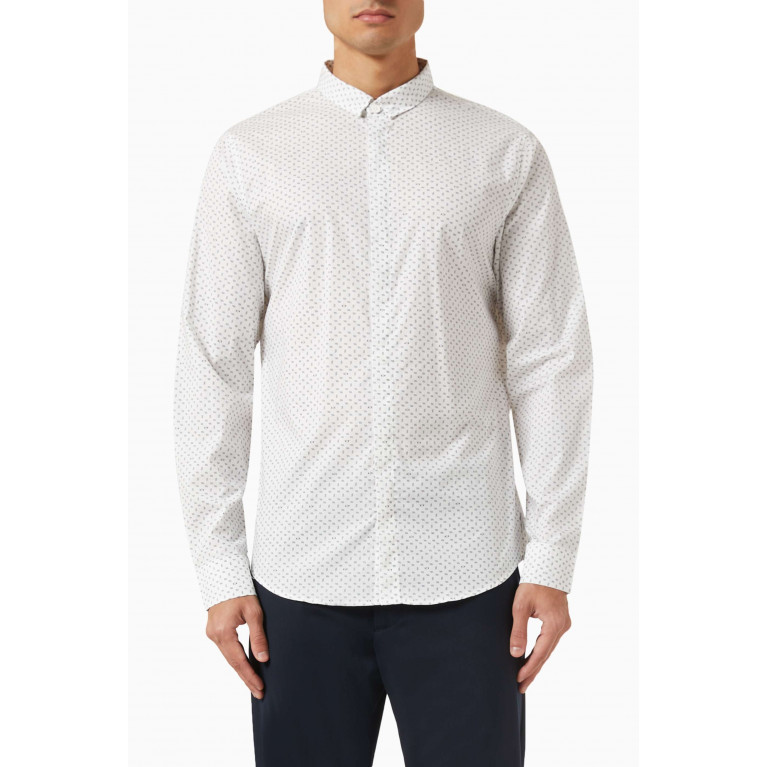Armani Exchange - All-over Print Shirt in Stretch-cotton White