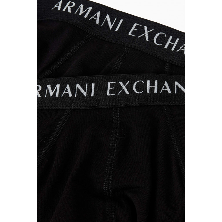 Armani Exchange - Logo Briefs in Stretch Cotton, Set of 2 Black