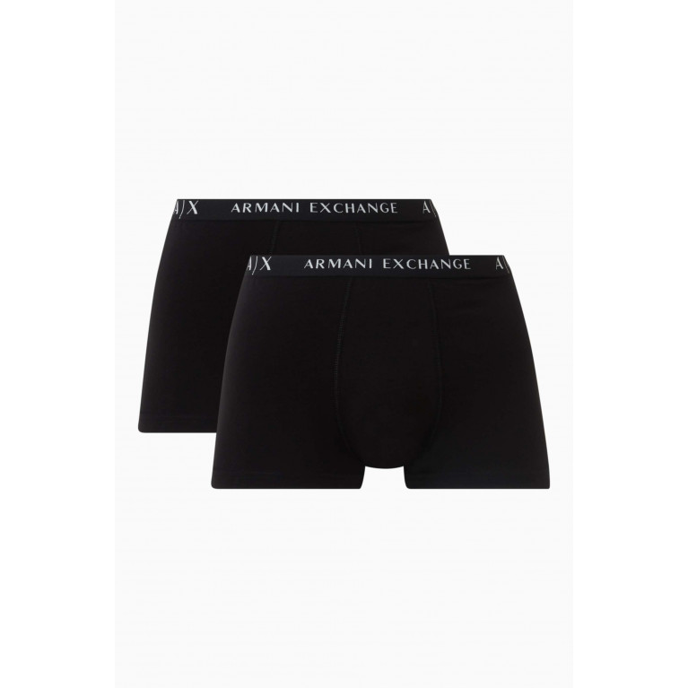 Armani Exchange - Logo Boxers in Stretch Cotton, Set of 2 Black