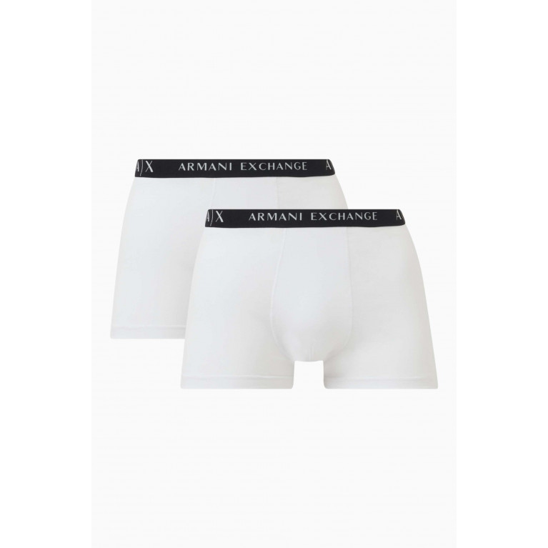 Armani Exchange - Logo Boxers in Stretch Cotton, Set of 2 White