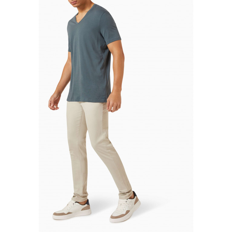 Armani Exchange - V-neck Slim T-shirt in Pima Cotton-jersey Grey