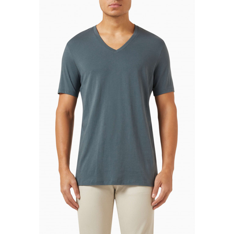 Armani Exchange - V-neck Slim T-shirt in Pima Cotton-jersey Grey