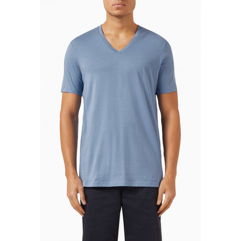Armani Exchange - V-neck Slim T-shirt in Pima Cotton-jersey Blue