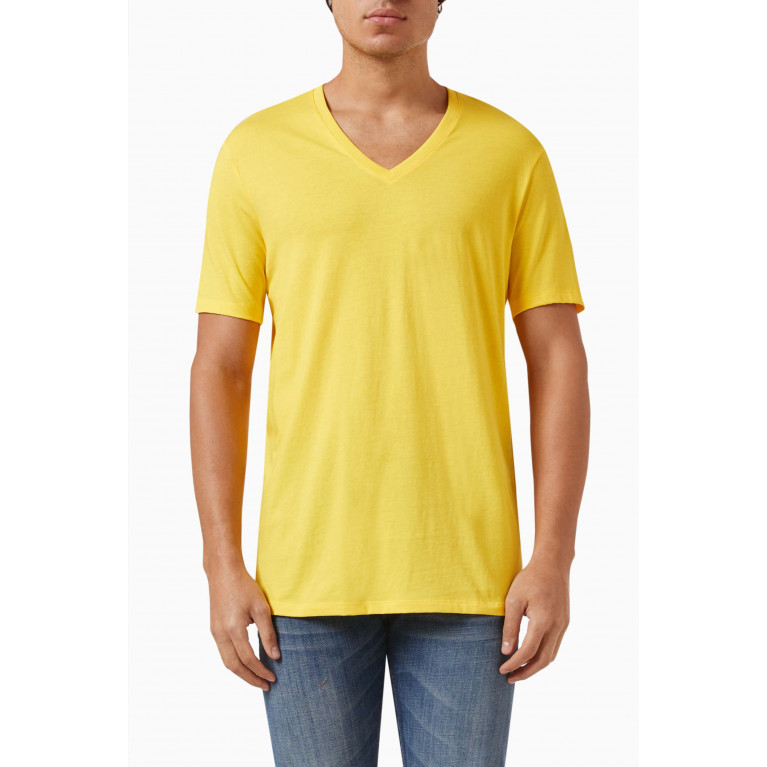 Armani Exchange - V-neck Slim T-shirt in Pima Cotton-jersey Yellow