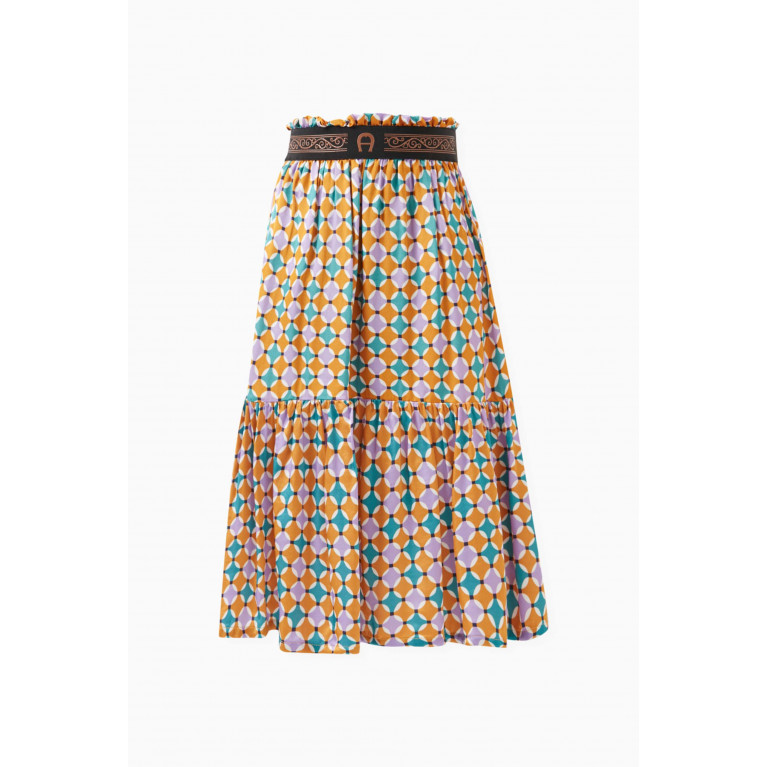 AIGNER - Printed Tiered Skirt in Cotton