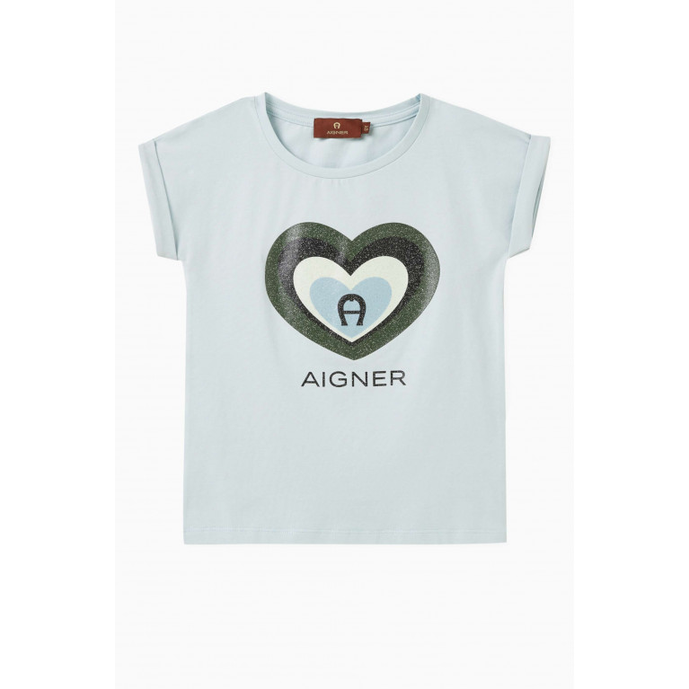 AIGNER - Heart Logo T-shirt in Cotton Blue