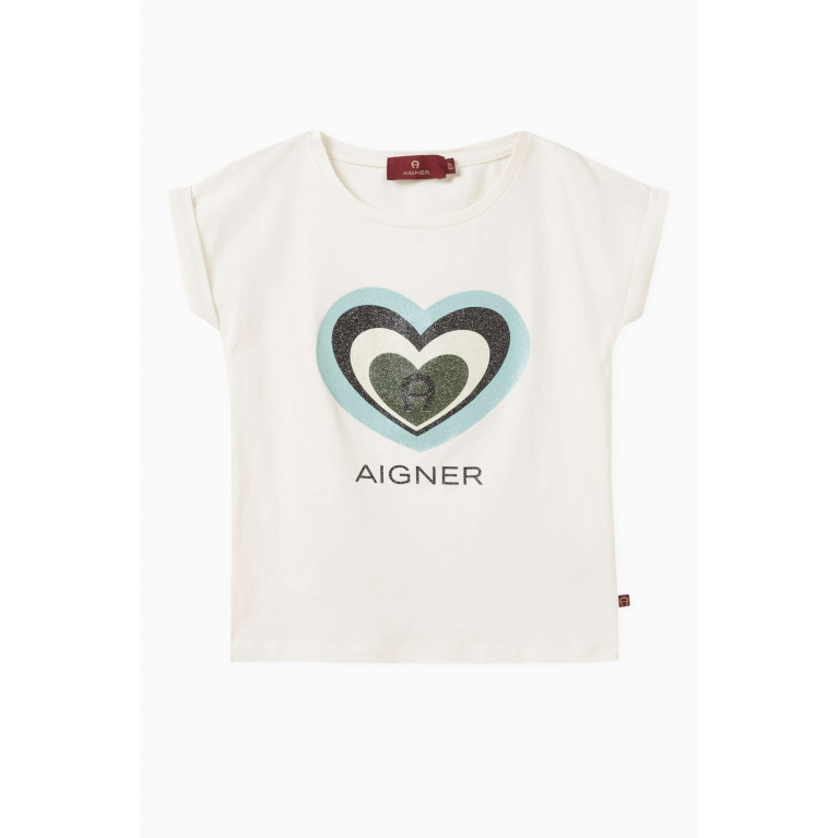 AIGNER - Heart Logo T-shirt in Cotton Neutral