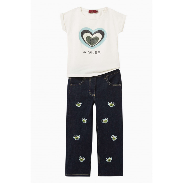 AIGNER - Heart-embroidered Jeans in Cotton