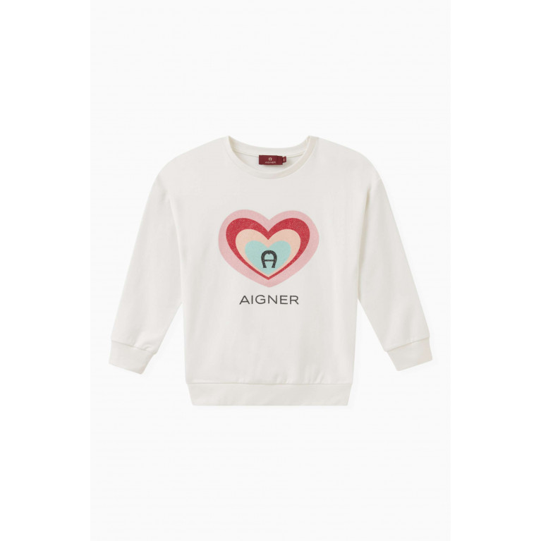 AIGNER - Heart Logo Sweatshirt in Cotton Neutral