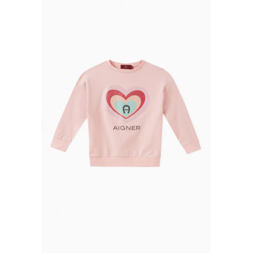 AIGNER - Heart Logo Sweatshirt in Cotton Pink