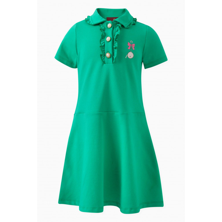AIGNER - Ruffled Polo Dress in Cotton Green