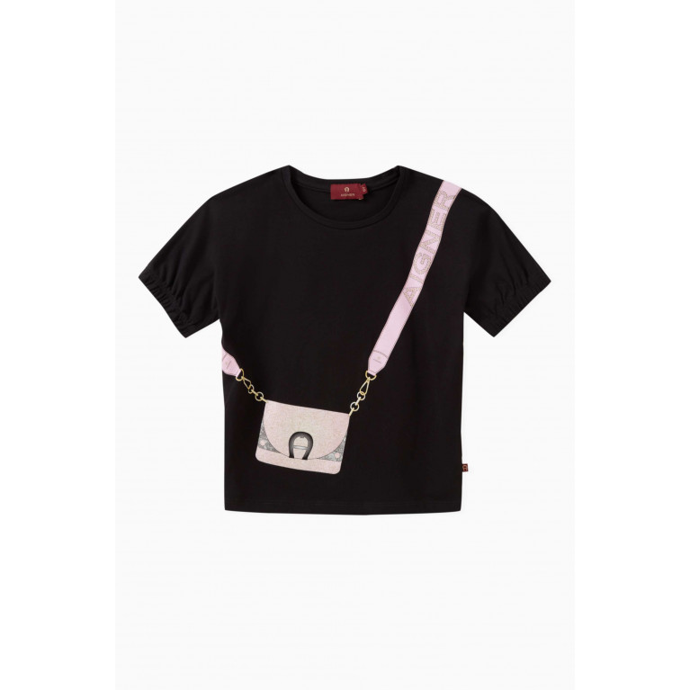 AIGNER - Crossbody Bag-print T-shirt in Cotton Black