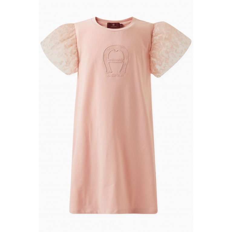 AIGNER - Tulle-sleeve Dress in Cotton Pink