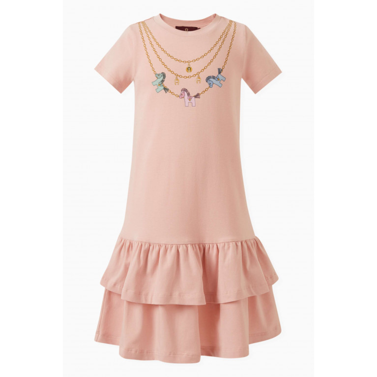 AIGNER - Necklace-print Dress in Cotton Pink