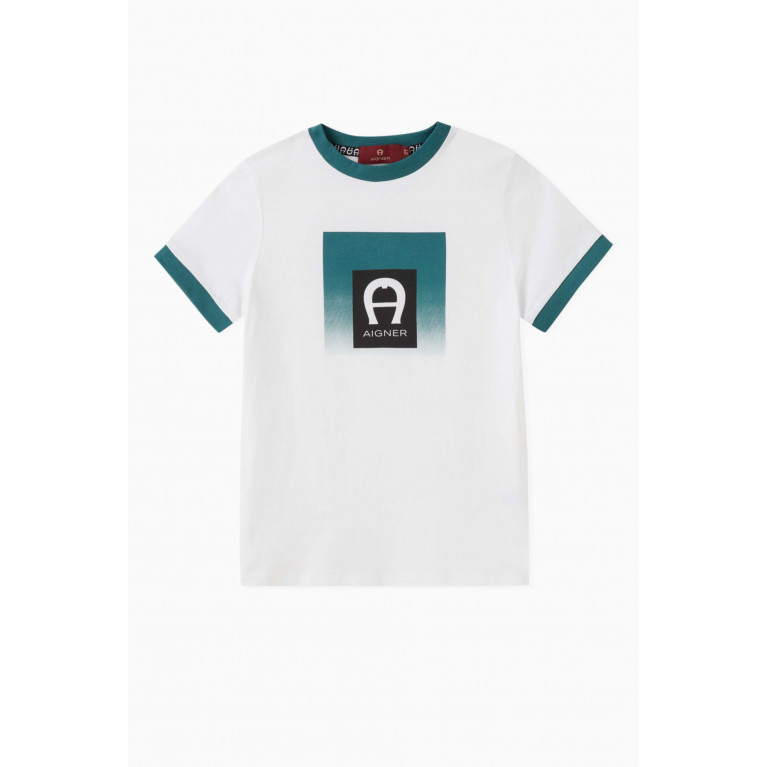 AIGNER - Logo-print T-shirt in Cotton Green