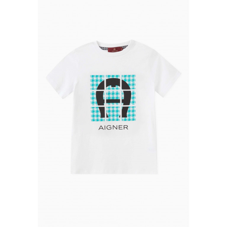 AIGNER - Logo-print T-shirt in Cotton Blue