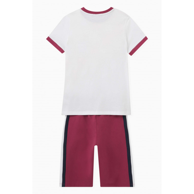 AIGNER - Two-tone Logo T-shirt & Shorts Set in Cotton Red