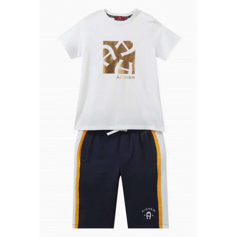 AIGNER - Logo T-shirt & Shorts Set in Cotton-jersey