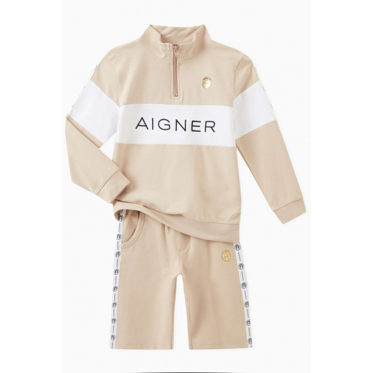 AIGNER - Logo-stripe Shorts in Cotton Neutral