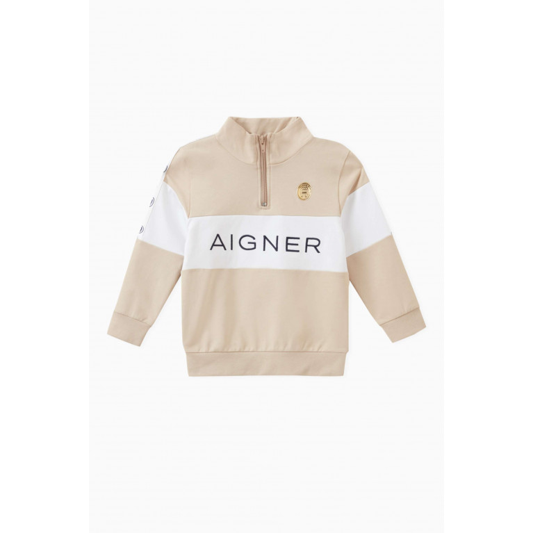 AIGNER - Colour-block Sweatshirt in Cotton Neutral
