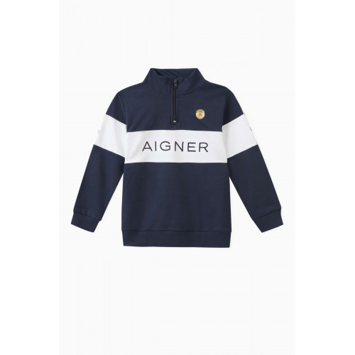 AIGNER - Colour-block Sweatshirt in Cotton Blue