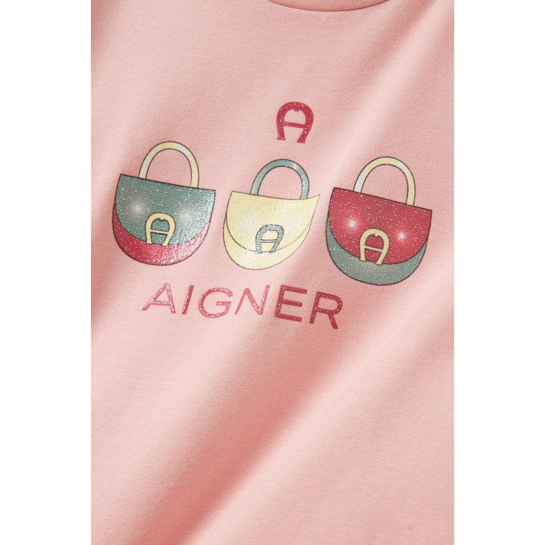 AIGNER - Logo-print T-shirt in Cotton Pink