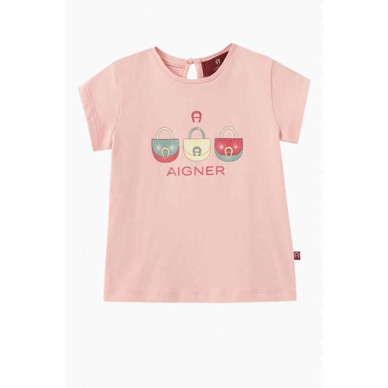 AIGNER - Logo-print T-shirt in Cotton Pink