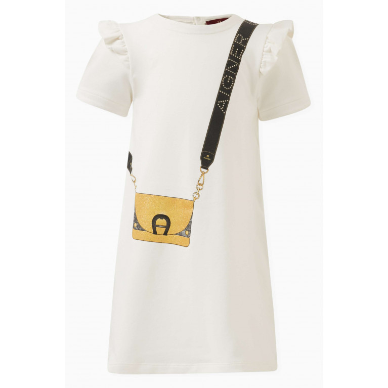 AIGNER - Bag-print Dress in Cotton-jersey Neutral