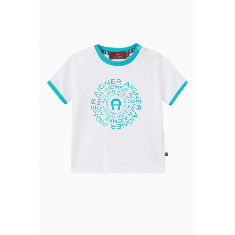 AIGNER - Graphic Logo Print T-shirt in Cotton Blue