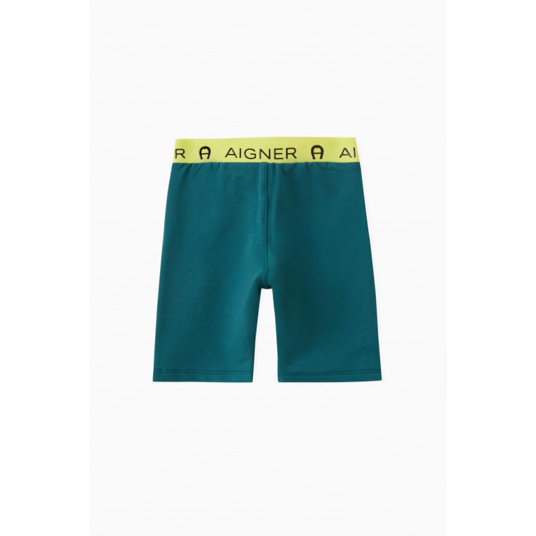 AIGNER - Logo Bermuda Shorts in Cotton Green