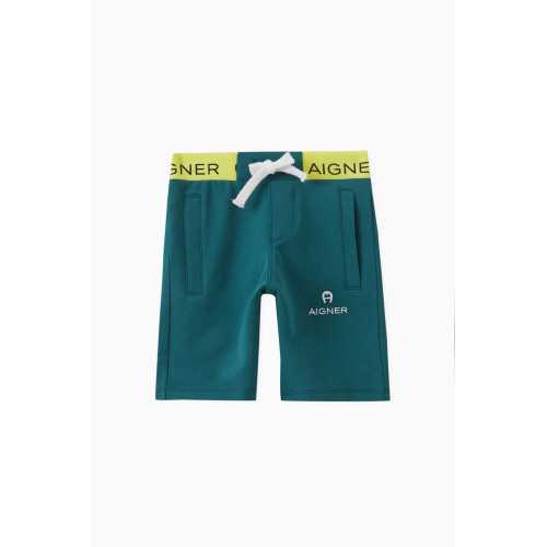 AIGNER - Logo Bermuda Shorts in Cotton Green